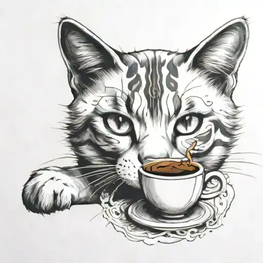 Cat With Coffee And Universe