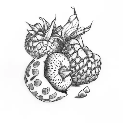 Meaningful Tattoo Of Sweet Corn And Strawberries