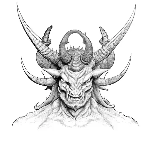 Horned Demon Standing In A Mirror With The Words The Person I Talk To Most Scribed Into The Mirror