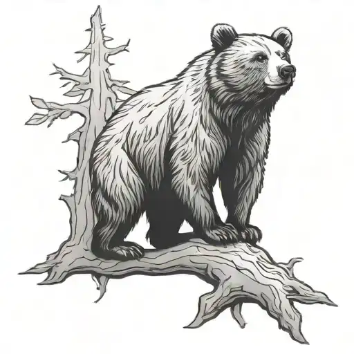 Bear Vertically Climbing Tree