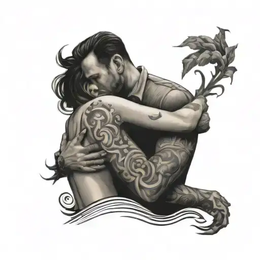 Big Man Hug Woman In Love