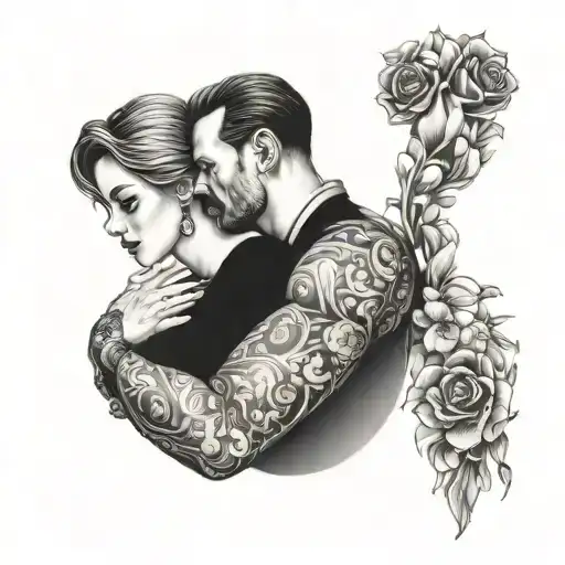 Big Man Hug Woman In Love