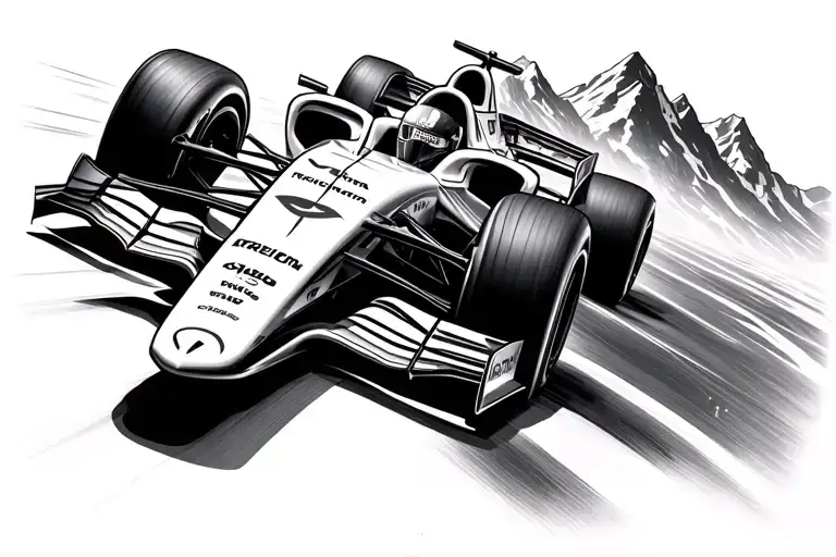 Formula 1 Speeding Across A Mountain