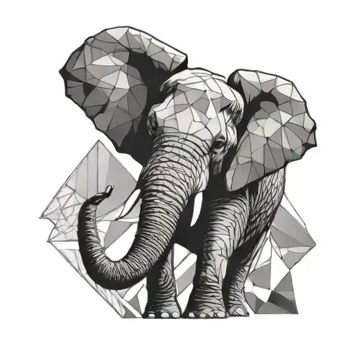 Elephant Head Forward Facing Geometric