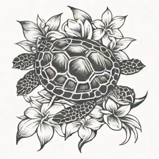 Turtle And Frangipani Flower