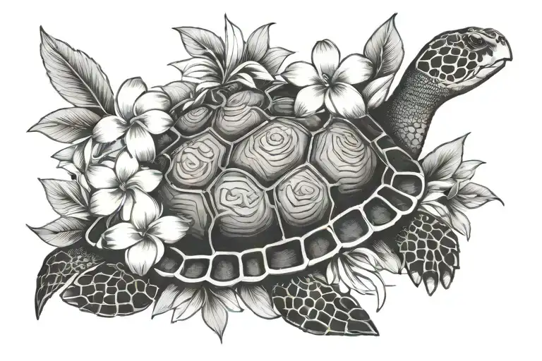 Turtle And Frangipani Flower