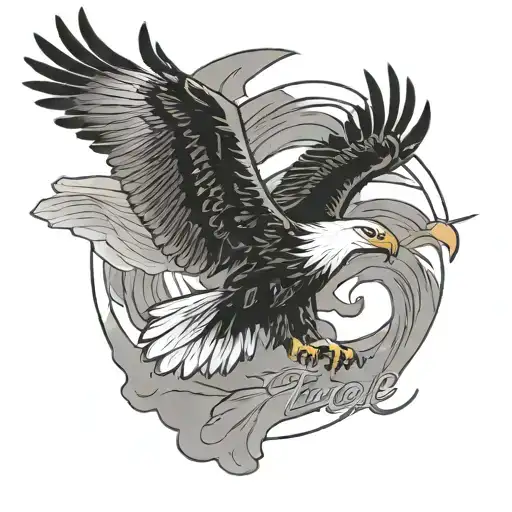 Simple Line Eagle Flying With The Name Tanner Imbedded In The Wings