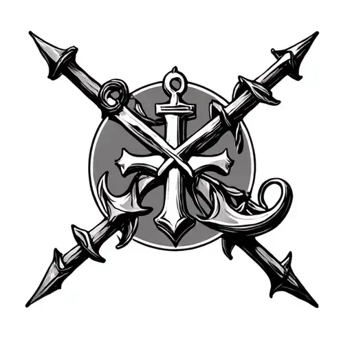Anchor Cross Tattoo With Jmj On It