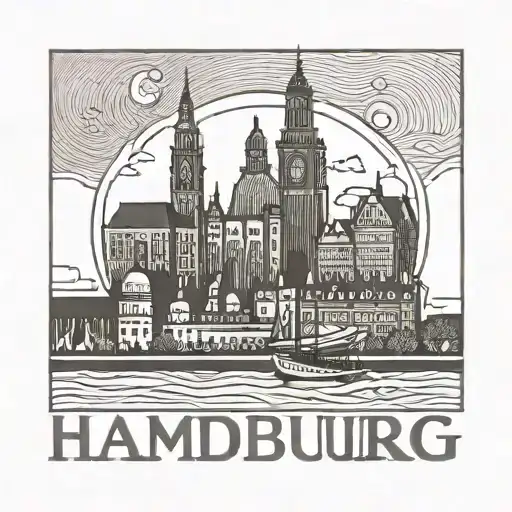 Hamburg City Symbol Lines Only Minimal