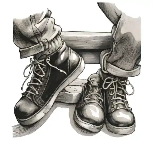 Little Boy In Too Big Shoes