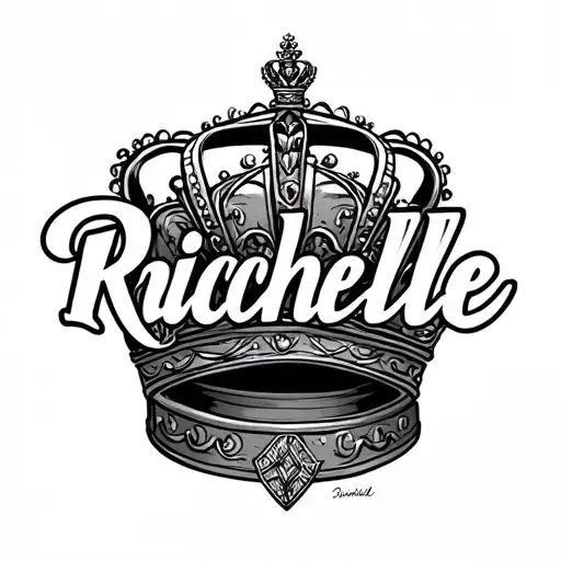 Richelle Written In Cursive And A Queens Crown On Top