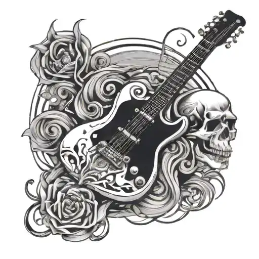 A Skull Playing An Electric Guitar