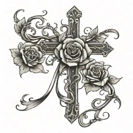 Rose Vine Wrapped Around A Cross