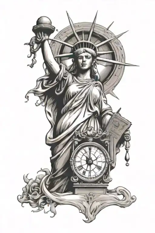 Statue Of Liberty Holding An Hourglass