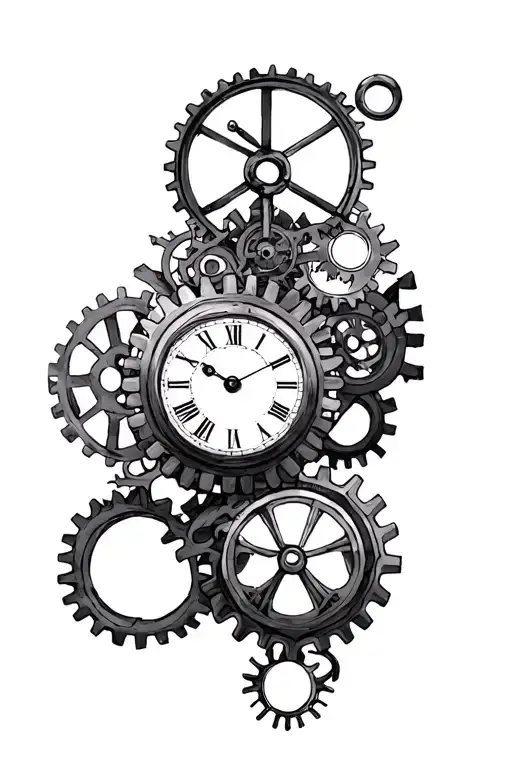 Clock And Gears Intertwined