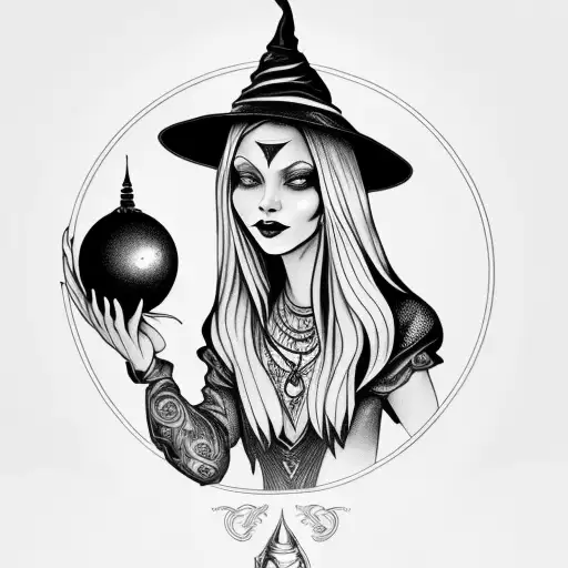 A Witch Holding A Crystal Ball