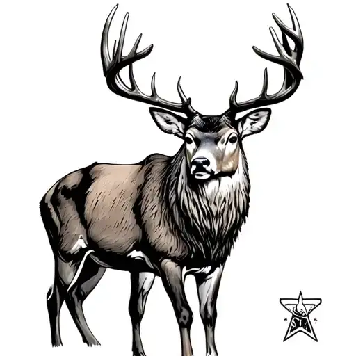 Texas Out Line Whitetail Buck Standing Big Bend National Park