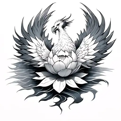 Phoenix Rising From Lotus