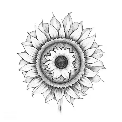 A Tattoo Design Of A Sunflower With Musical Notes Incorporated
