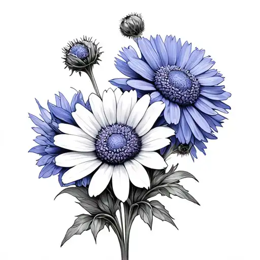 Daisy Cornflower Periwinkle Intertwined