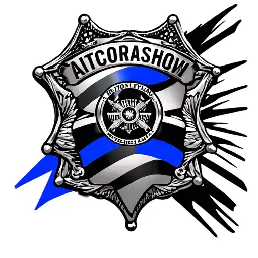 Thin Blue Line With Police Badge