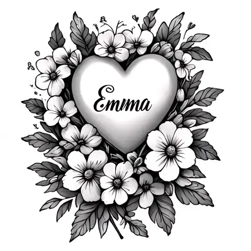 Forget Me Not Flowers With A Heart And The Word Emma