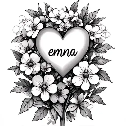 Forget Me Not Flowers With A Heart And The Word Emma