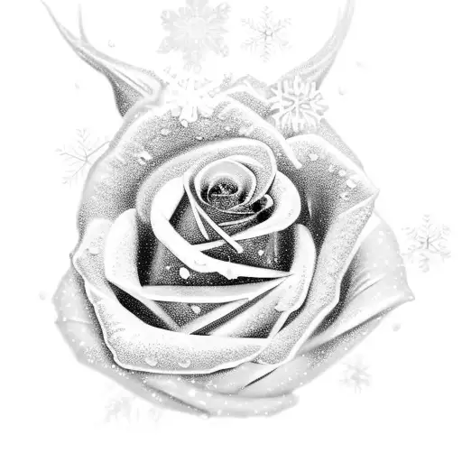Frozen Rose With Snowflakes