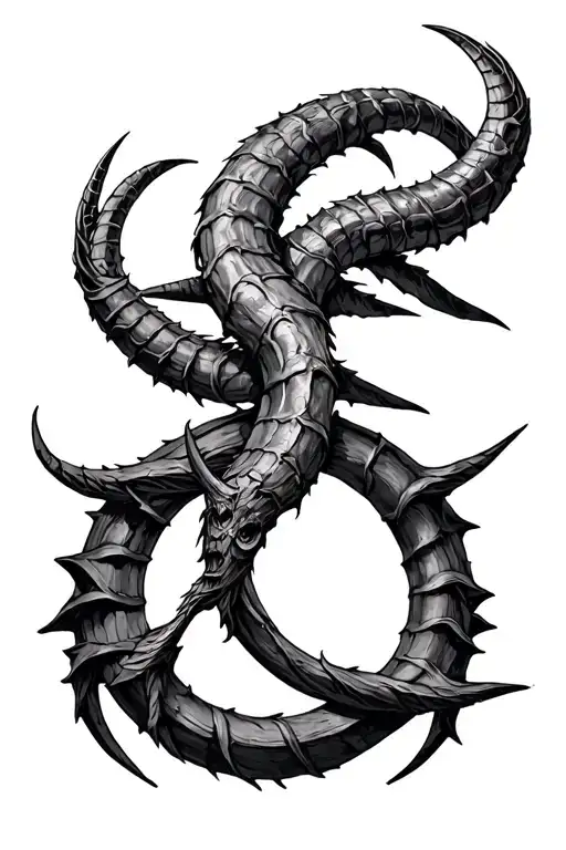 2 Thorns In Arcs In Circle With Gothic Style