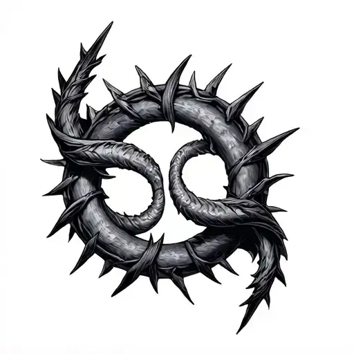 2 Thorns In Arcs In Circle With Gothic Style