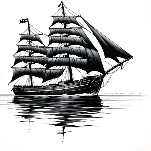 Detailed Sailing Ship In Water