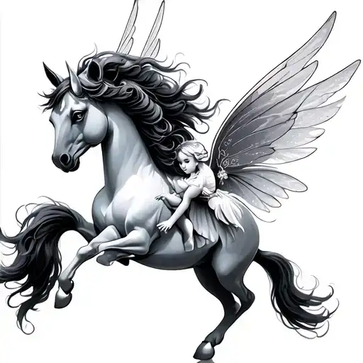 Simple Flying Pegasus With Pixie Fairy