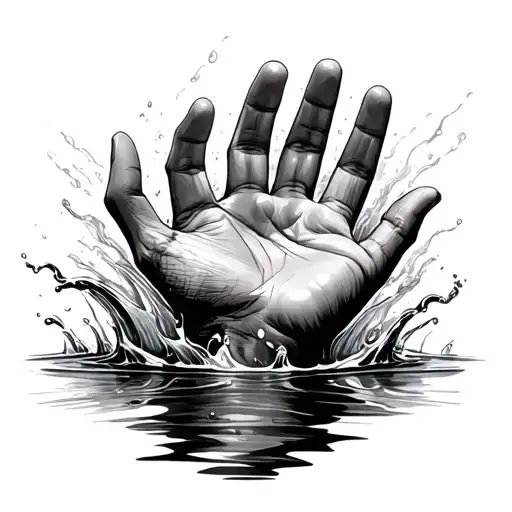 Half Sleeve That Has A Hand Coming Out Of Water Darken Everything Add