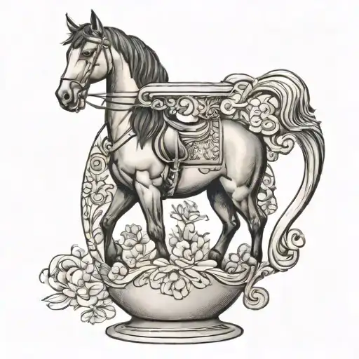 Antique Vase With Clydesdale Horse