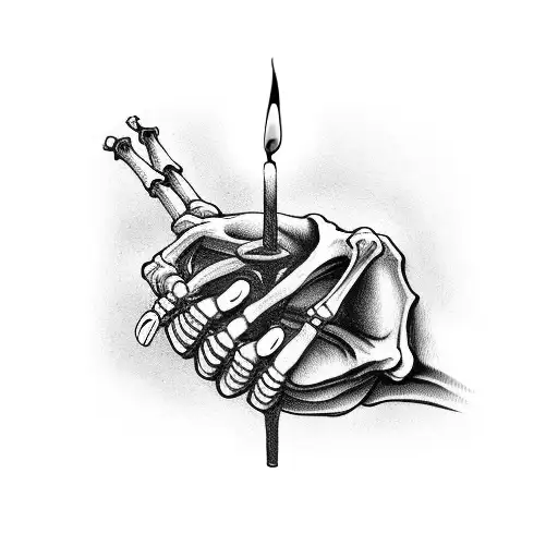 Skeleton Hand Holding A Candle