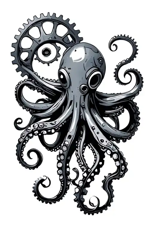 Steam Punk Octopus Scrap Metal Parts Mechanical Gear Wheels Robot