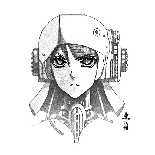 A Cyborg Warrior Surrounded By Manga Characters