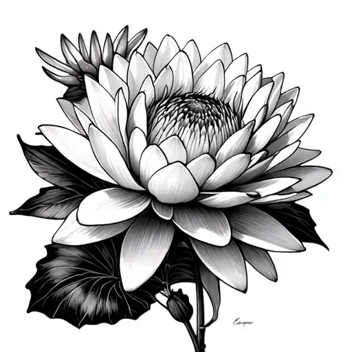 Chrysanthemum And Water Lily