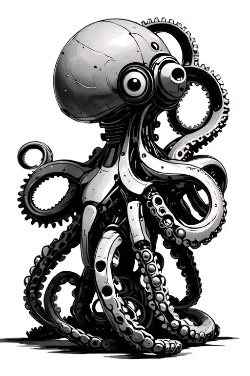 Robotic Octopus Machine Made From Industrial Decaying Scrap Metal Machine Parts And Gear Wheels