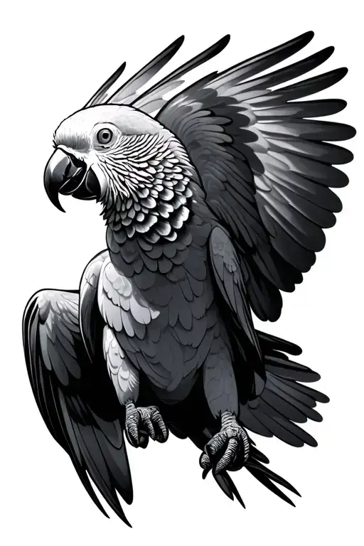 African Grey Parrot Flying