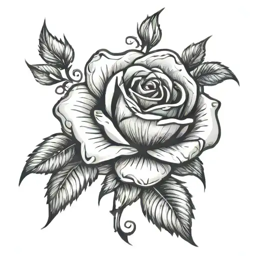 Rose In Red And Black