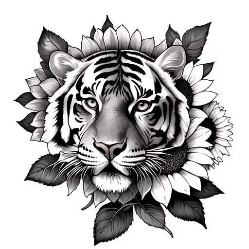 Tiger Roses And Sunflowers