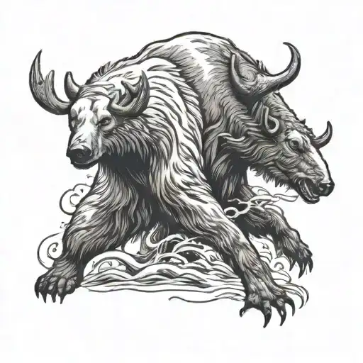 Polar Bear Fighting Moose