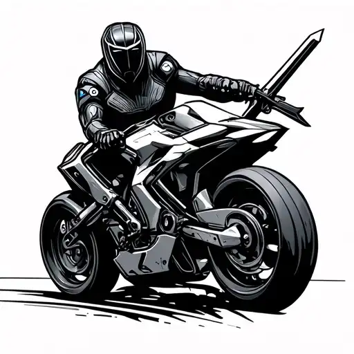 Tron Bike Driving Down A Sword