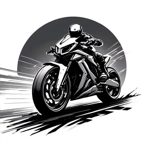 Tron Bike With A Light Trail Driving Down The Edge Of A Sword