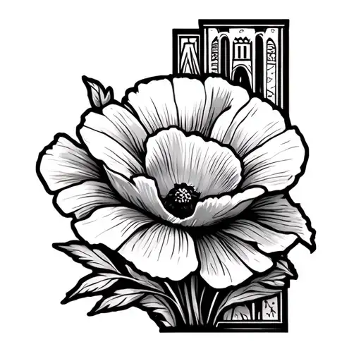 California Poppy California State Outline Coranado Bridge Chicano Art