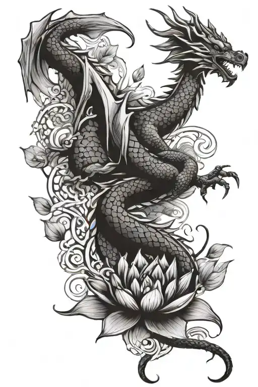 Dragon And Lotus Flower