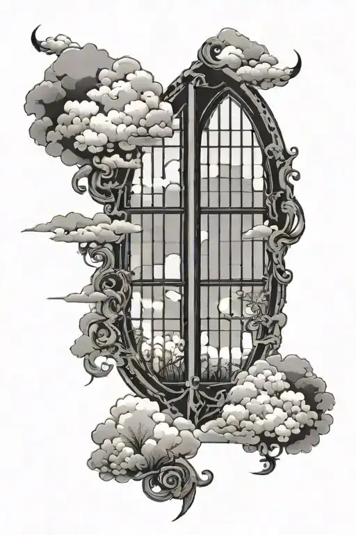 Gothic Style Windows Featuring Asian Clouds