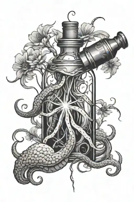 Kraken Holding Tiny Bottle With One Dandelion Seed Inside