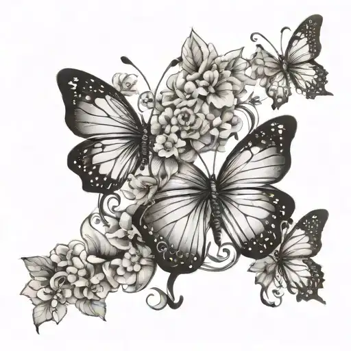 Forest Trees Fourleaf Clover Butterfly Flowers Intertwined